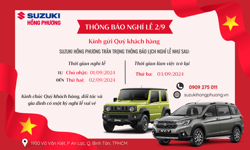 THÔNG BÁO NGHỈ LỄ QUỐC KHÁNH 2/9